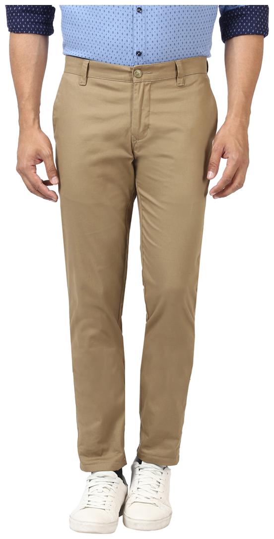 

Parx Men Beige Solid Slim fit Regular trousers