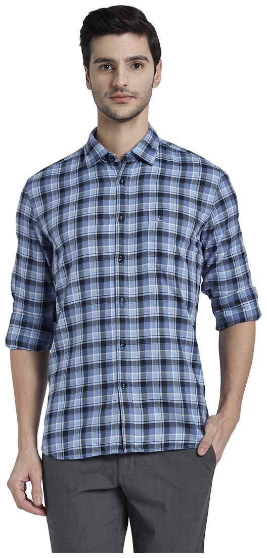 

Parx Men Blue Checked Slim Fit Casual Shirt