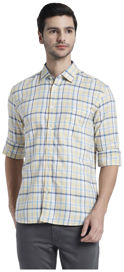 

Parx Men Yellow Checked Slim Fit Casual Shirt
