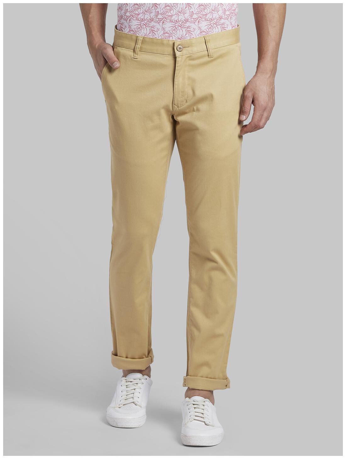 

Parx Men Beige Textured Tapered fit Regular trousers