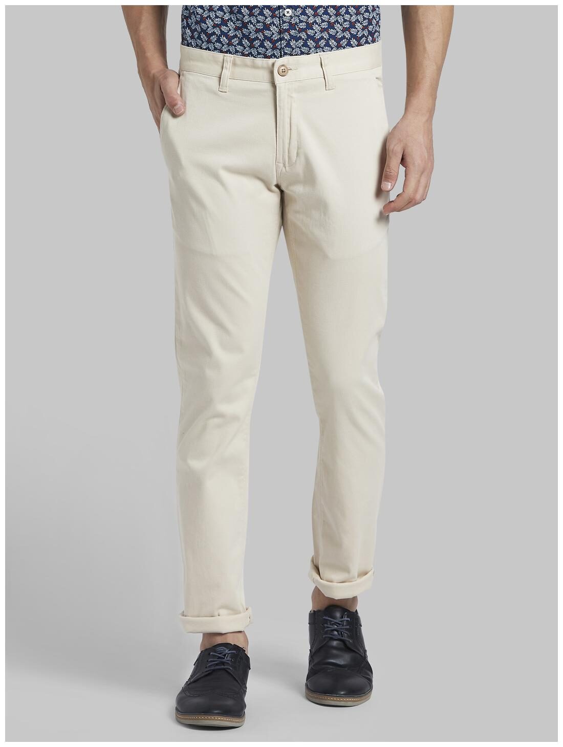 

Parx Men Beige Solid Tapered fit Regular trousers