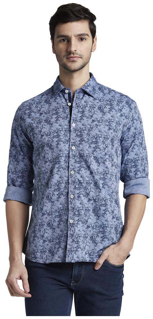

Parx Men Blue Printed Slim Fit Casual Shirt