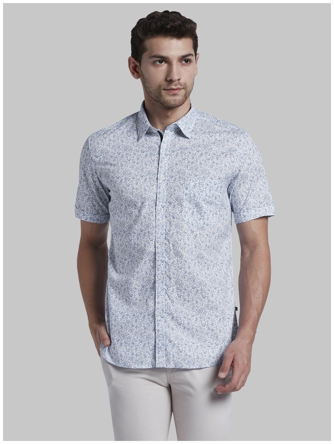 

Parx Men Blue Printed Slim Fit Casual Shirt