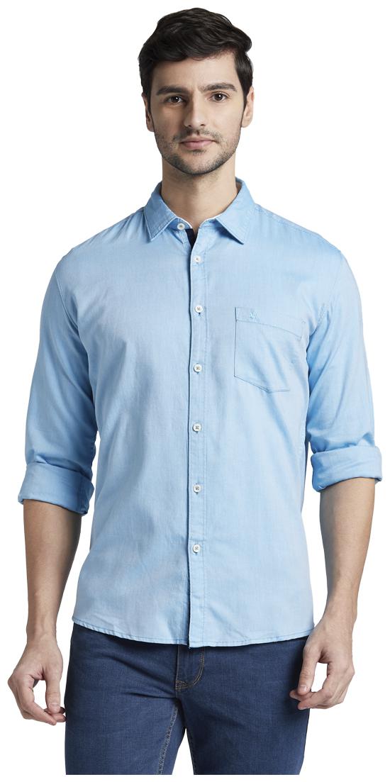 

Parx Men Blue Solid Slim Fit Casual Shirt