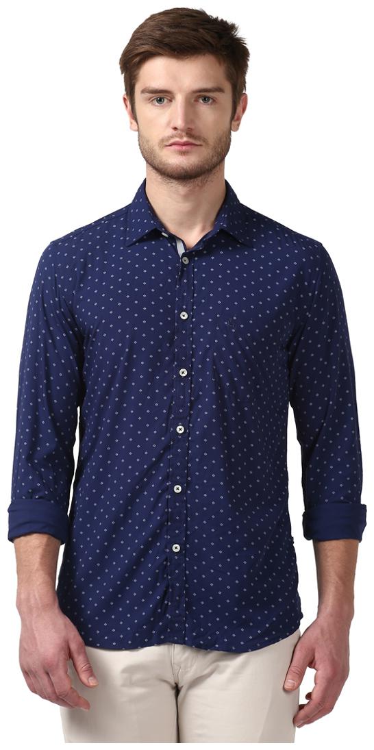 

Parx Men Blue Polka Dots Slim Fit Casual Shirt