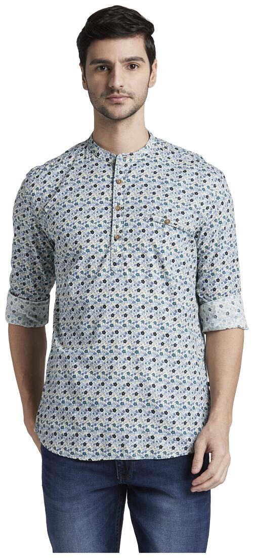 

Parx Men Blue Printed Slim Fit Casual Shirt