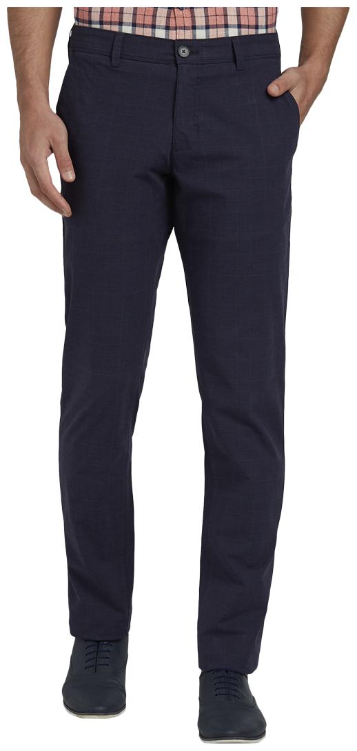 

Parx Men Blue Checked Tapered fit Regular trousers