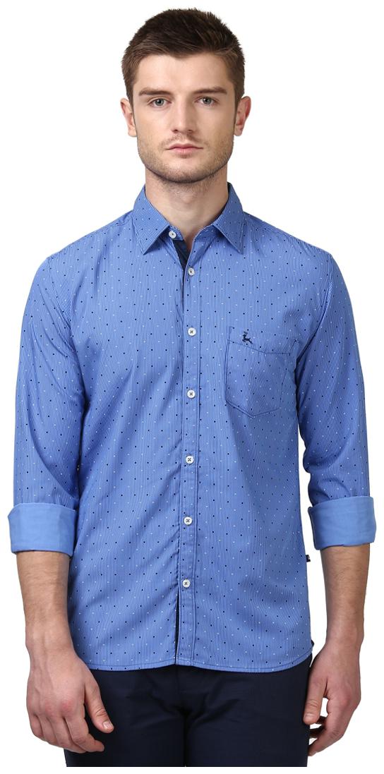 

Parx Men Blue Printed Slim Fit Casual Shirt