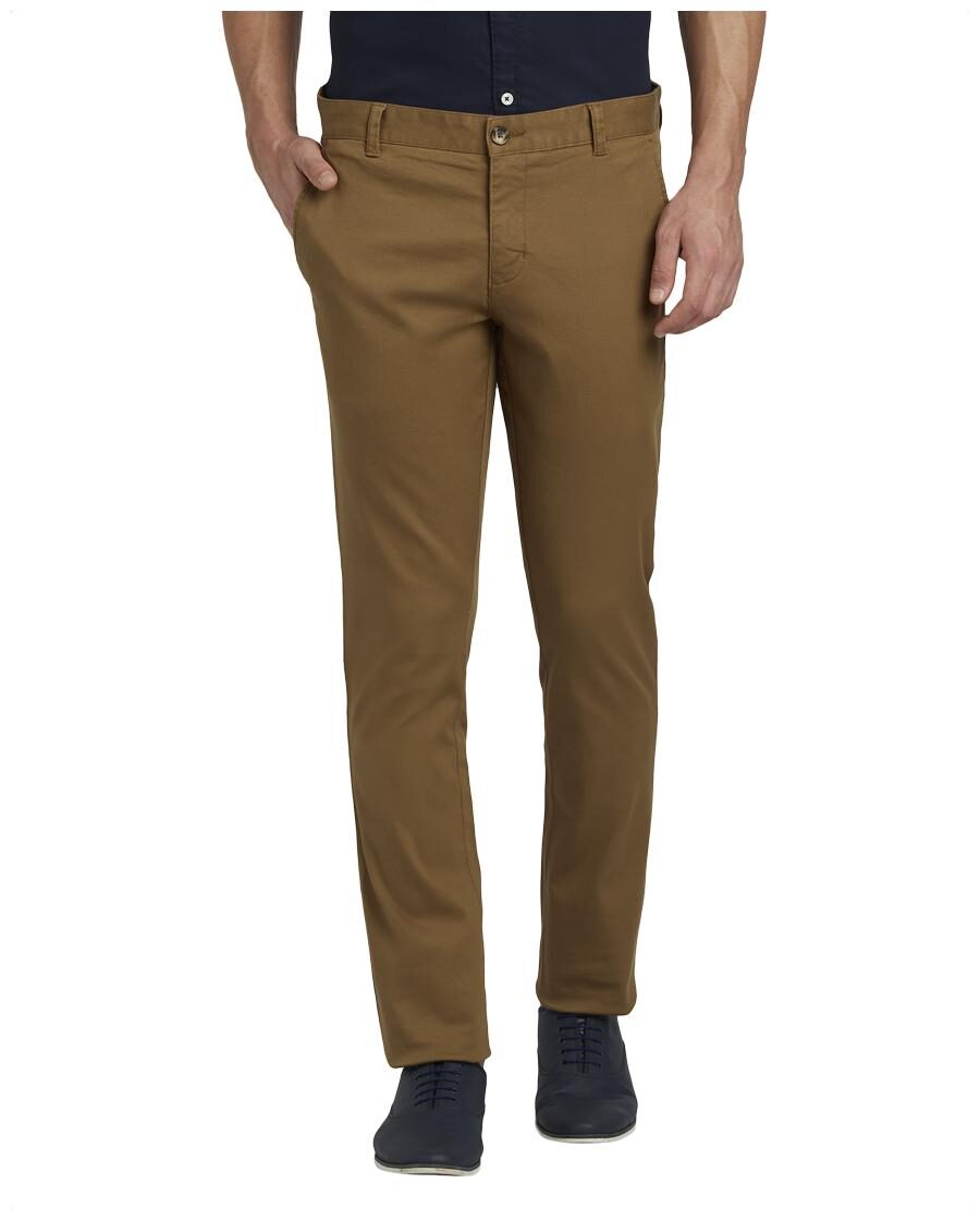 

Parx Men Brown Solid Tapered fit Regular trousers