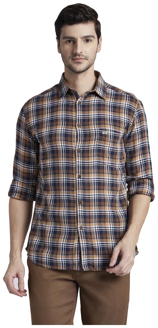 

Parx Men Brown Checked Slim Fit Casual Shirt