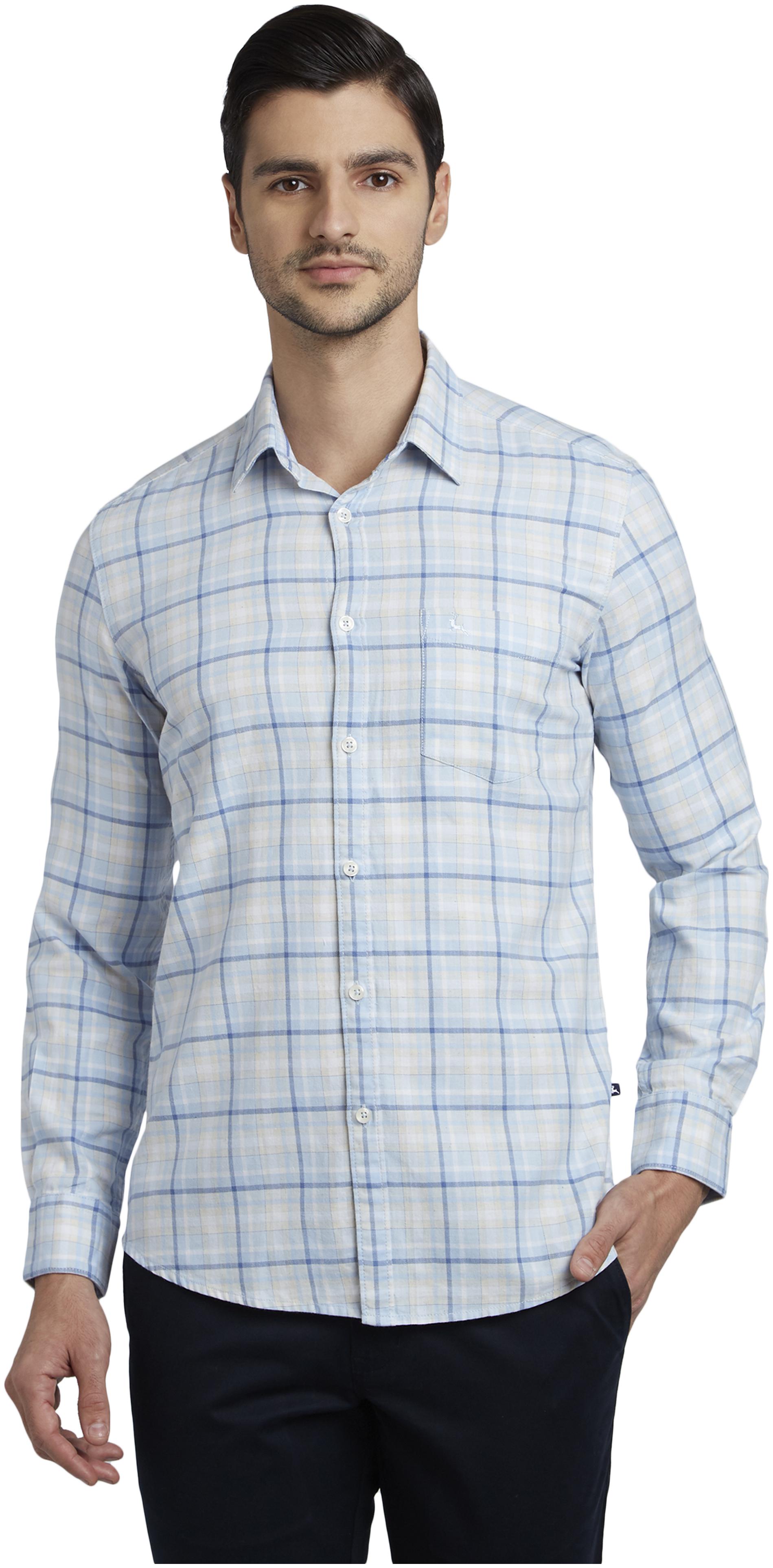 

Parx Men Blue Checked Slim Fit Casual Shirt