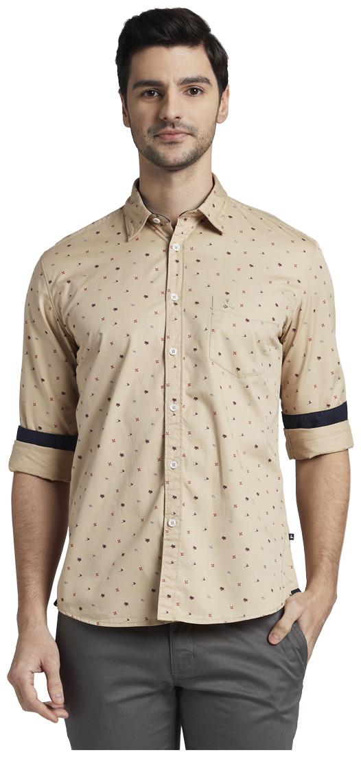 

Parx Men Beige Printed Regular Fit Casual Shirt