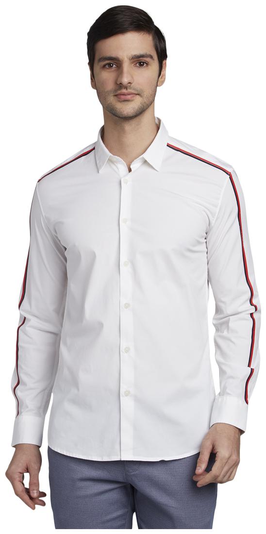 

Parx Men White Solid Slim Fit Casual Shirt