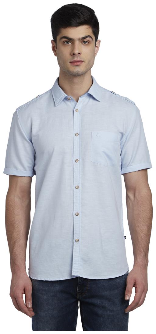 

Parx Men Blue Solid Slim Fit Casual Shirt
