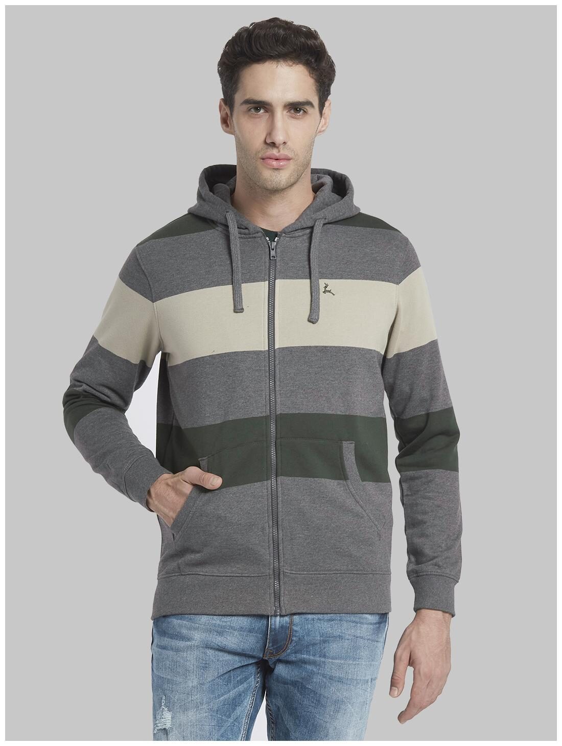 

Parx Men Grey Hooded Hoodie