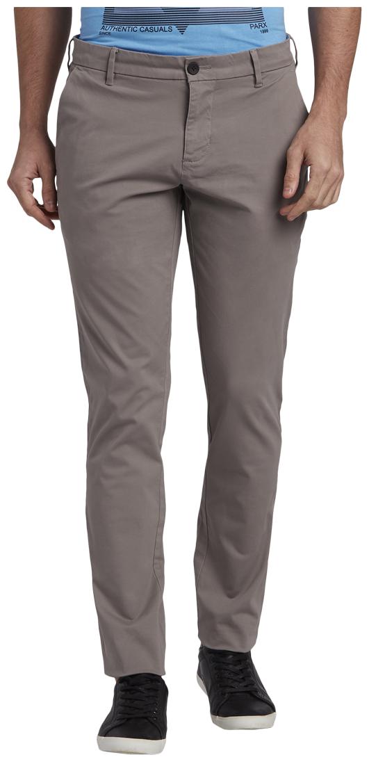 

Parx Men Grey Solid Tapered fit Regular trousers