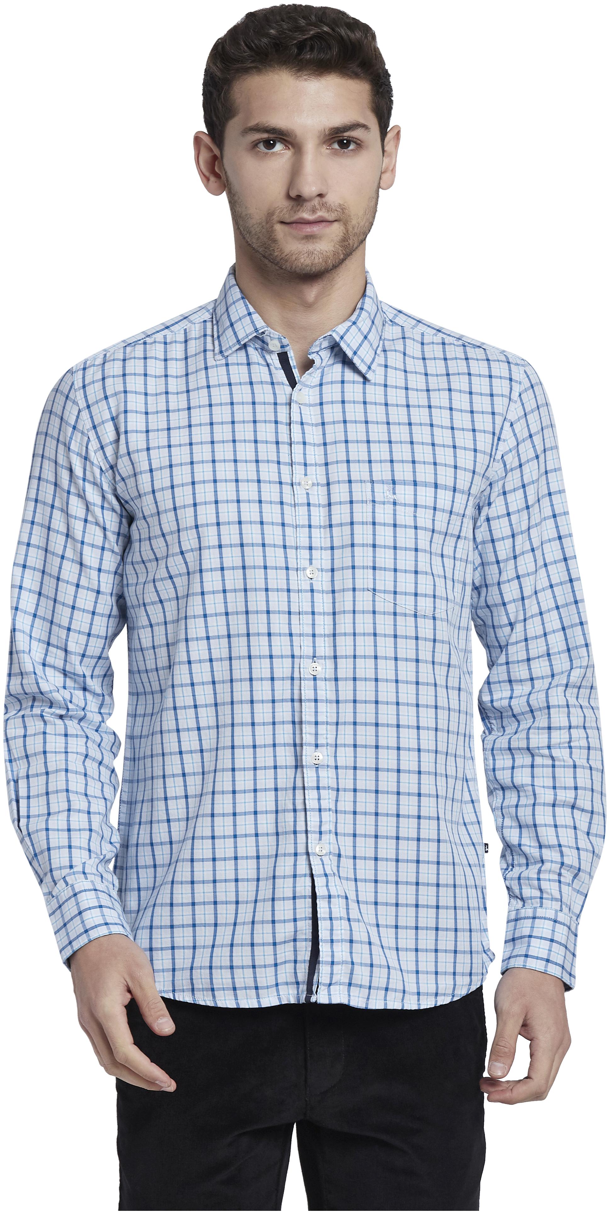

Parx Men Blue Checked Slim Fit Casual Shirt