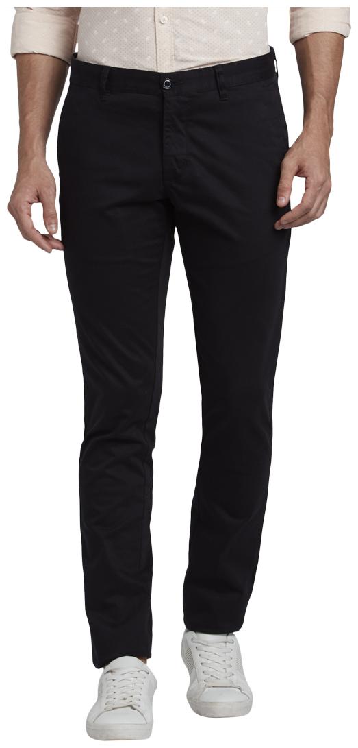 

Parx Men Black Solid Tapered fit Regular trousers