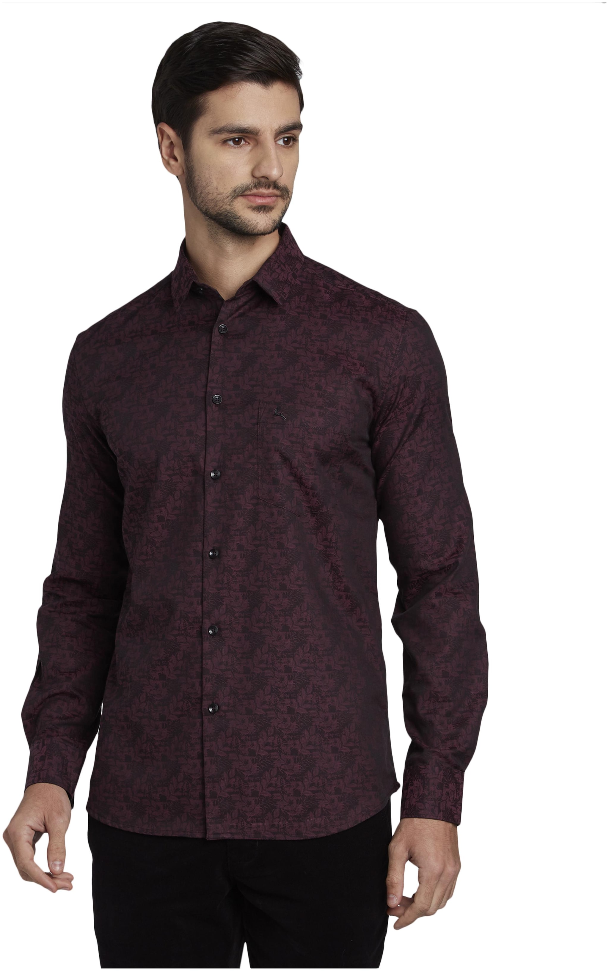 

Parx Men Purple Printed Slim Fit Casual Shirt