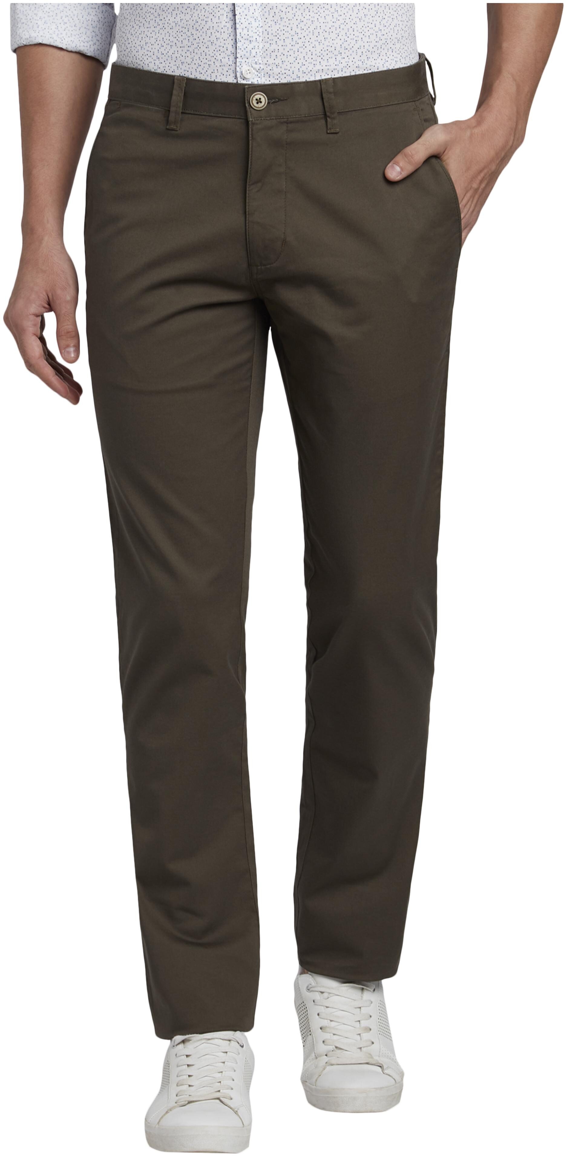 

Parx Men Green Solid Tapered fit Regular trousers