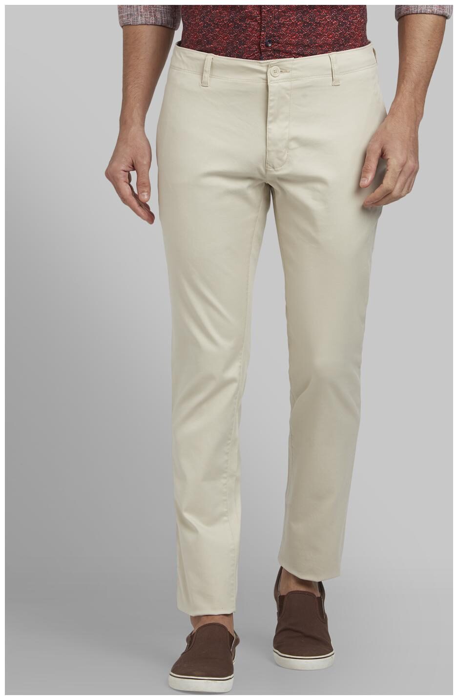 

Parx Men Beige Solid Slim fit Wrinkle free Regular trousers