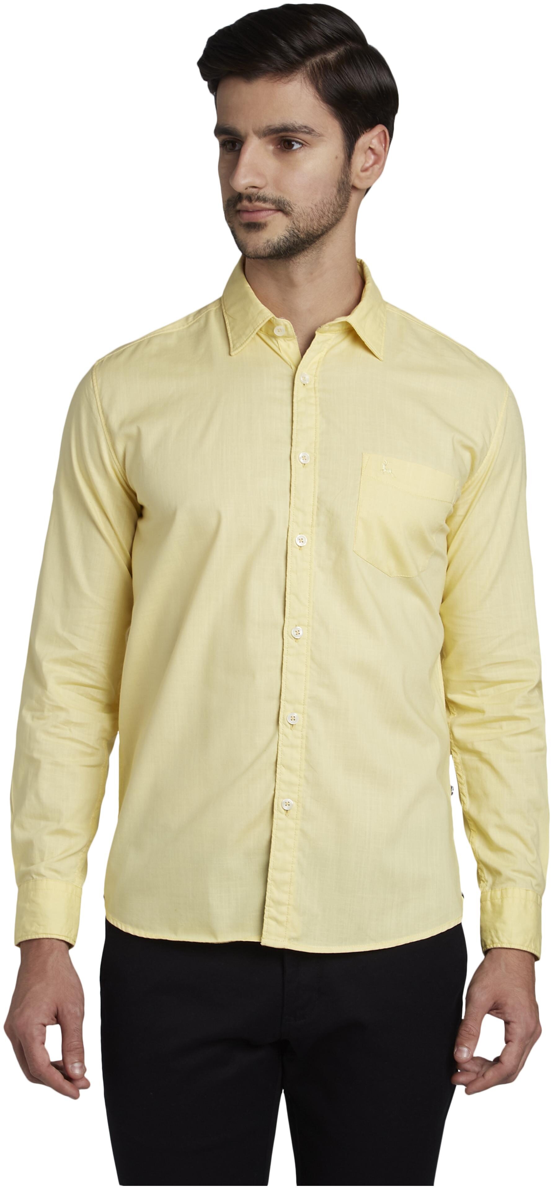 

Parx Men Yellow Solid Slim Fit Casual Shirt