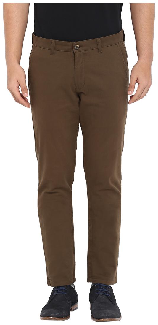 

Parx Men Solid Tapered Fit Formal Trouser - Brown