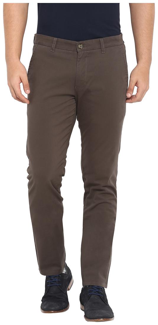 

Parx Men Brown Solid Tapered fit Regular trousers