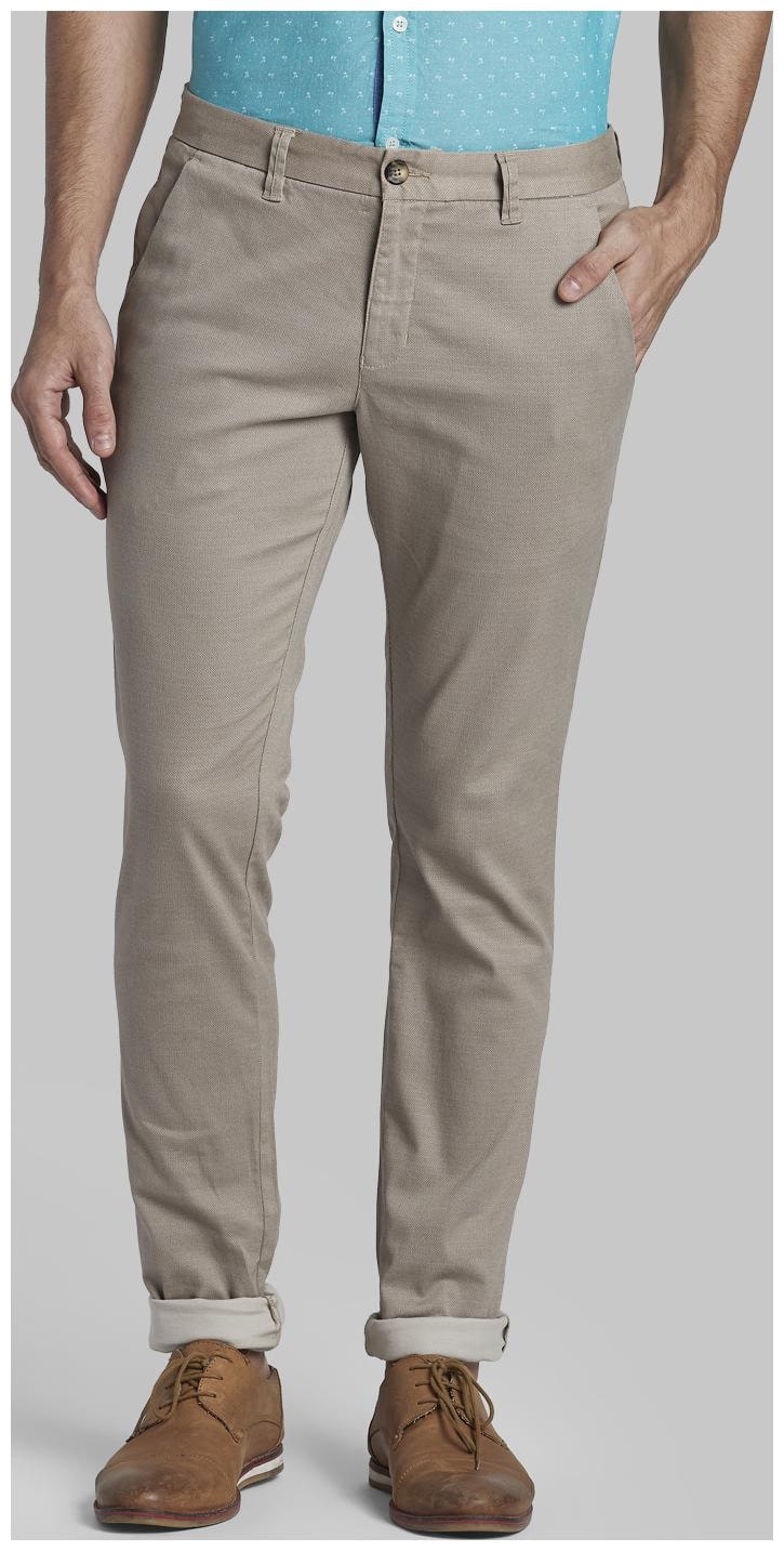 

Parx Men Beige Textured Tapered fit Wrinkle free Regular trousers