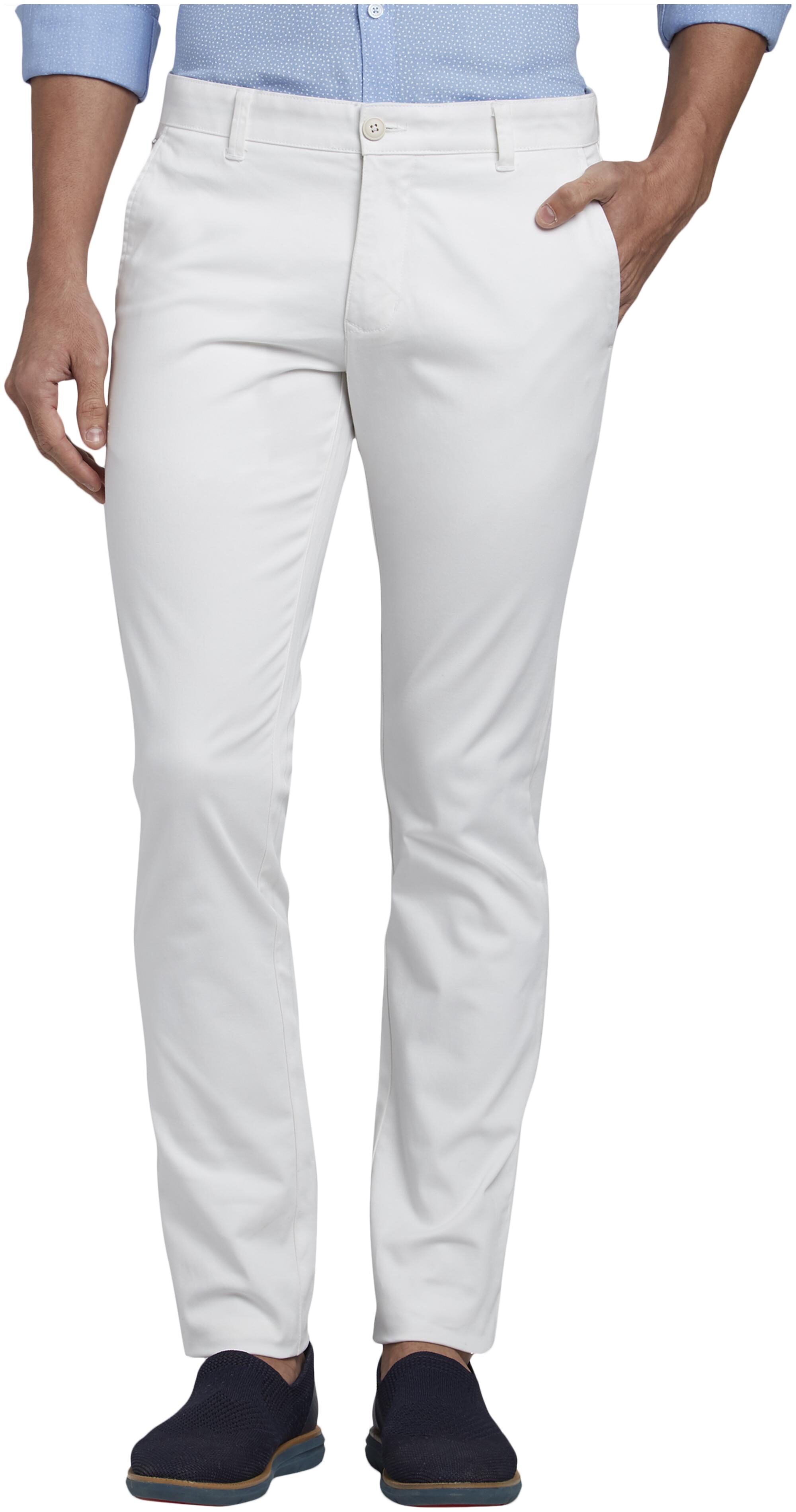 

Parx Men White Solid Tapered fit Regular trousers