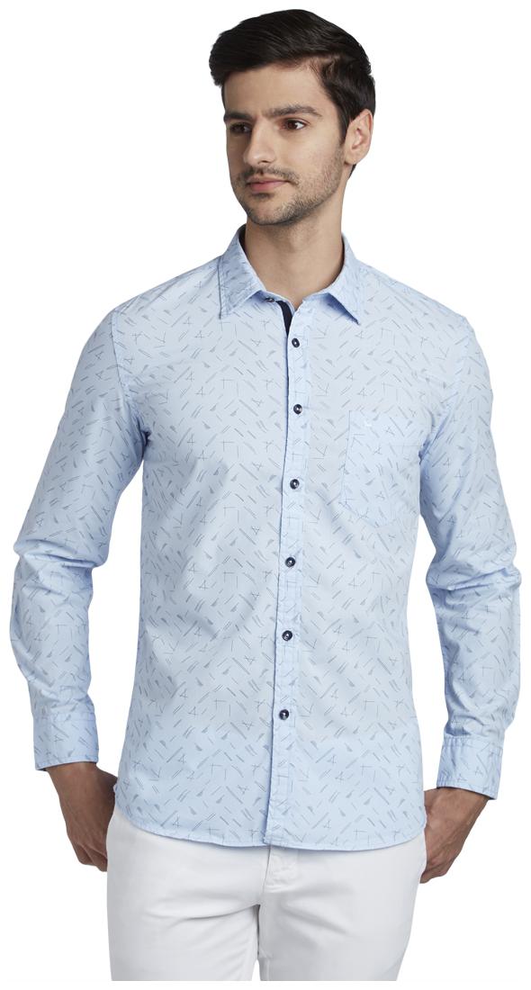 

Parx Men Blue Printed Slim Fit Casual Shirt