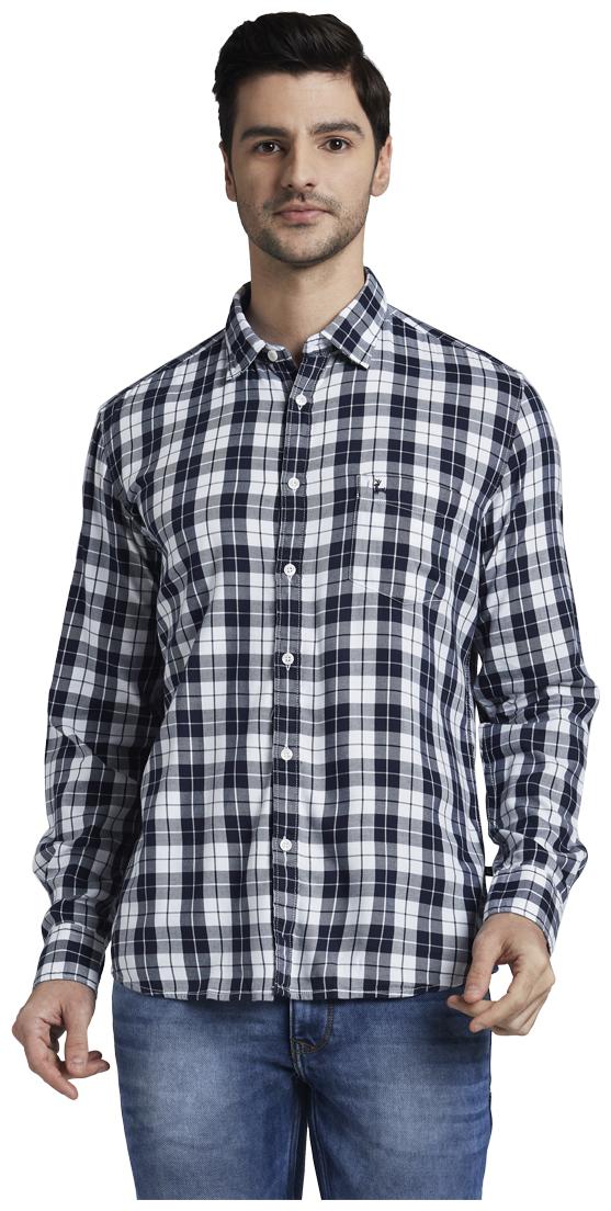 

Parx Men Blue Checked Regular Fit Casual Shirt
