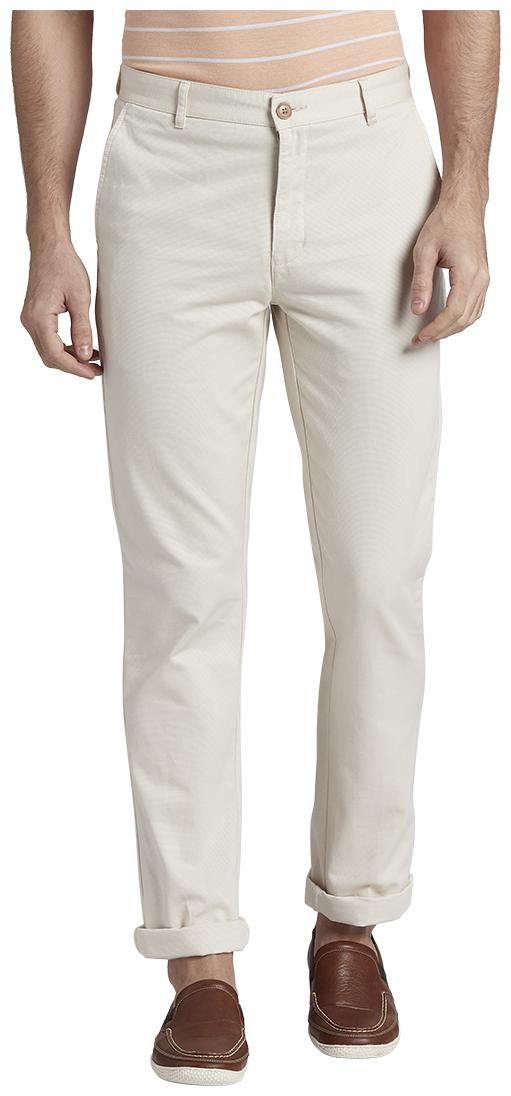 

Parx Men Cream Solid Slim fit Regular trousers