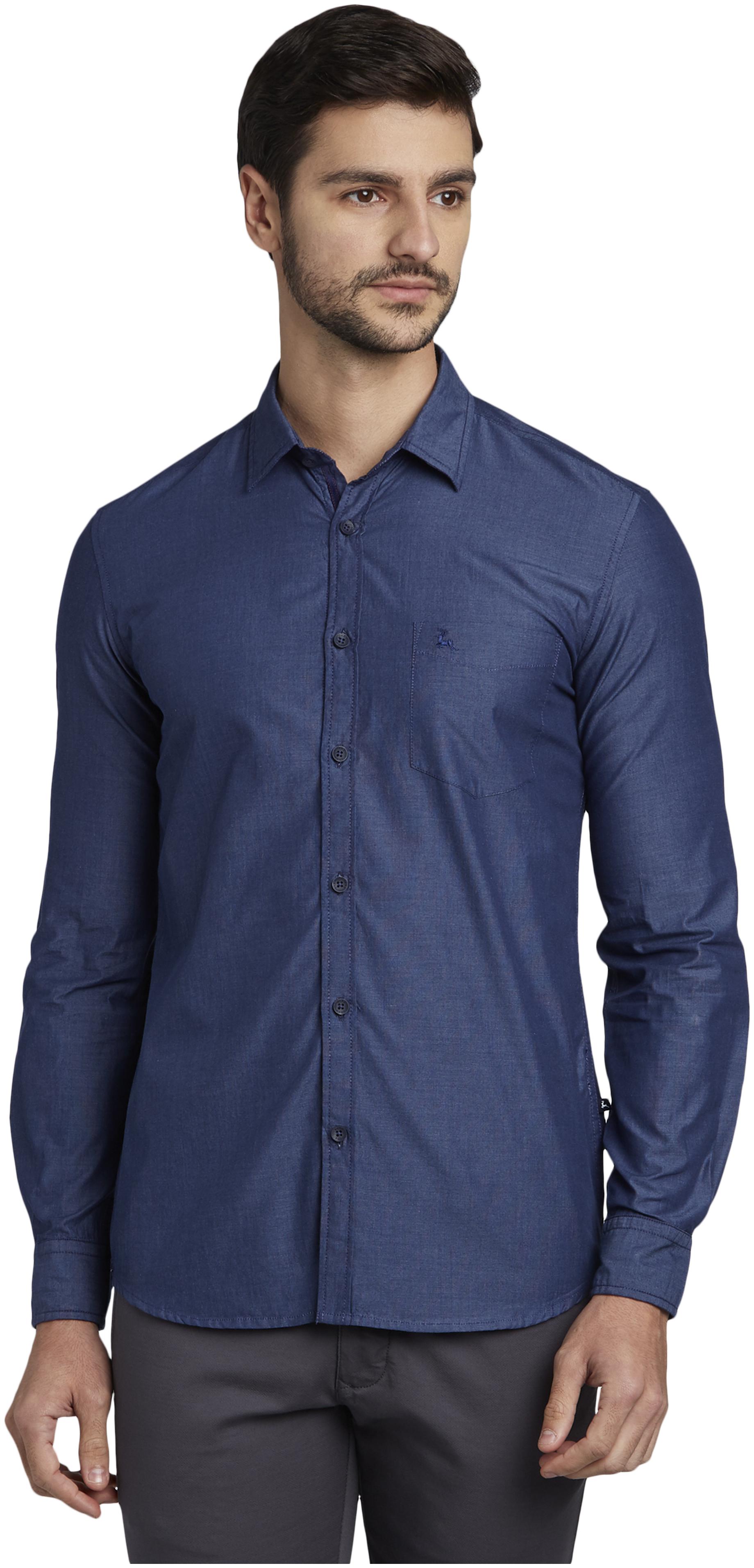 

Parx Men Blue Solid Slim Fit Casual Shirt