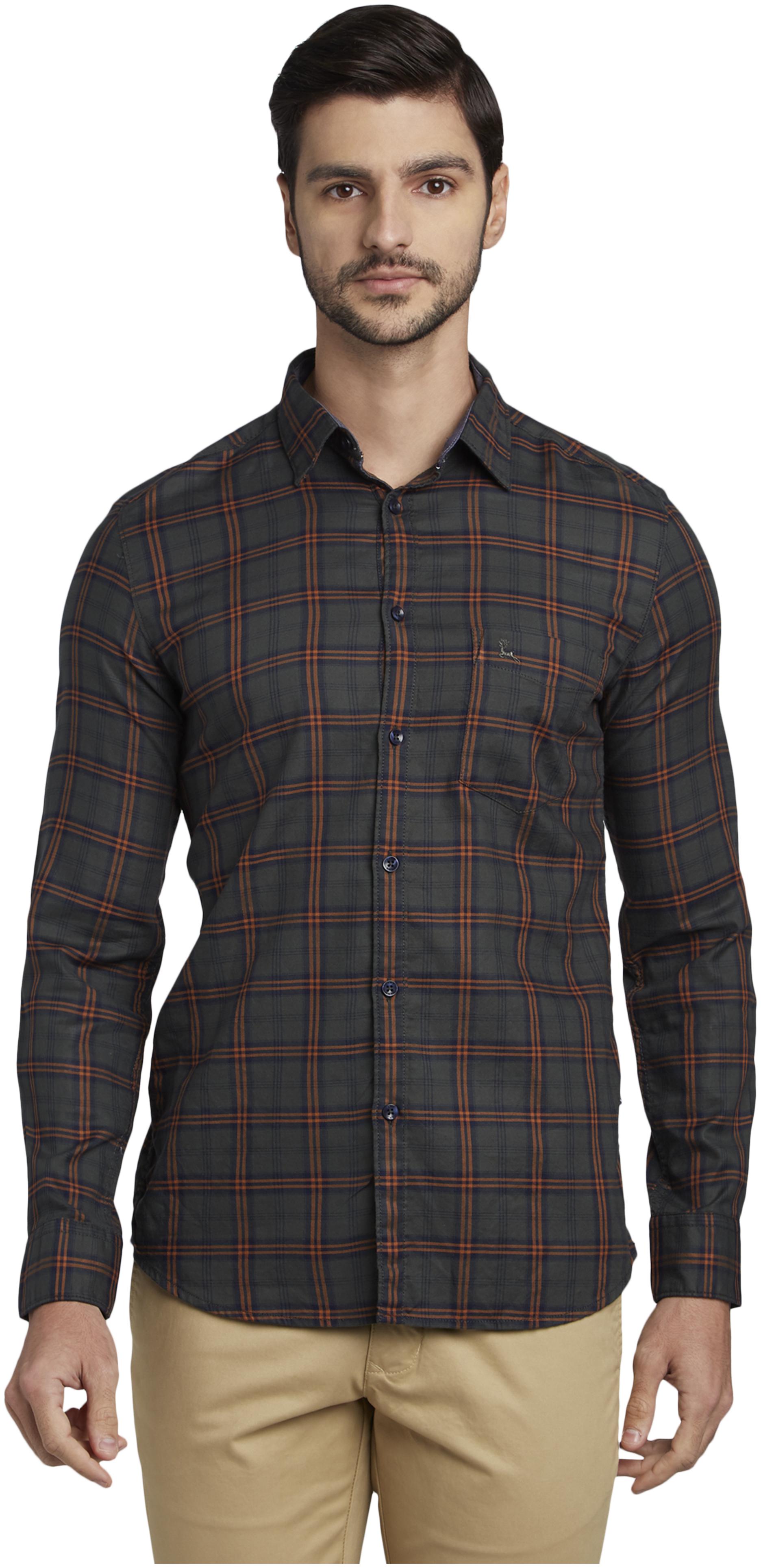 

Parx Men Green Checked Slim Fit Casual Shirt