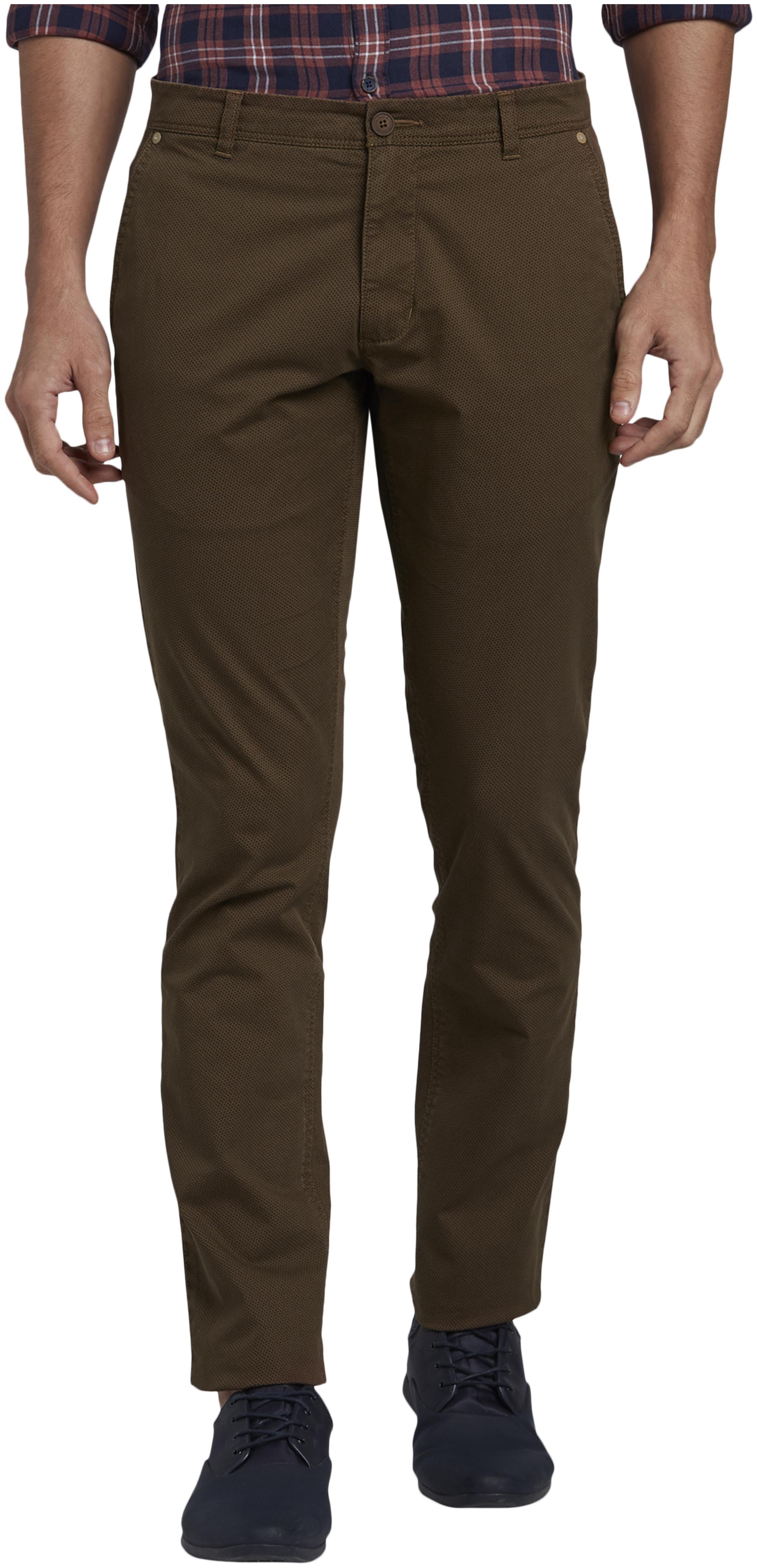 

Parx Men Brown Solid Tapered fit Regular trousers