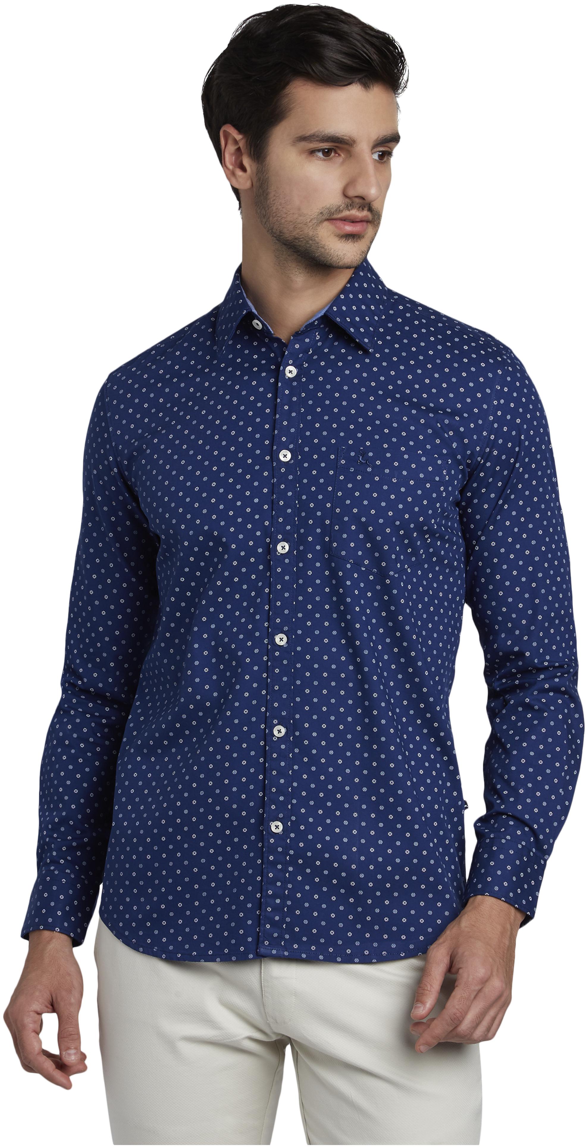 

Parx Men Blue Printed Slim Fit Casual Shirt