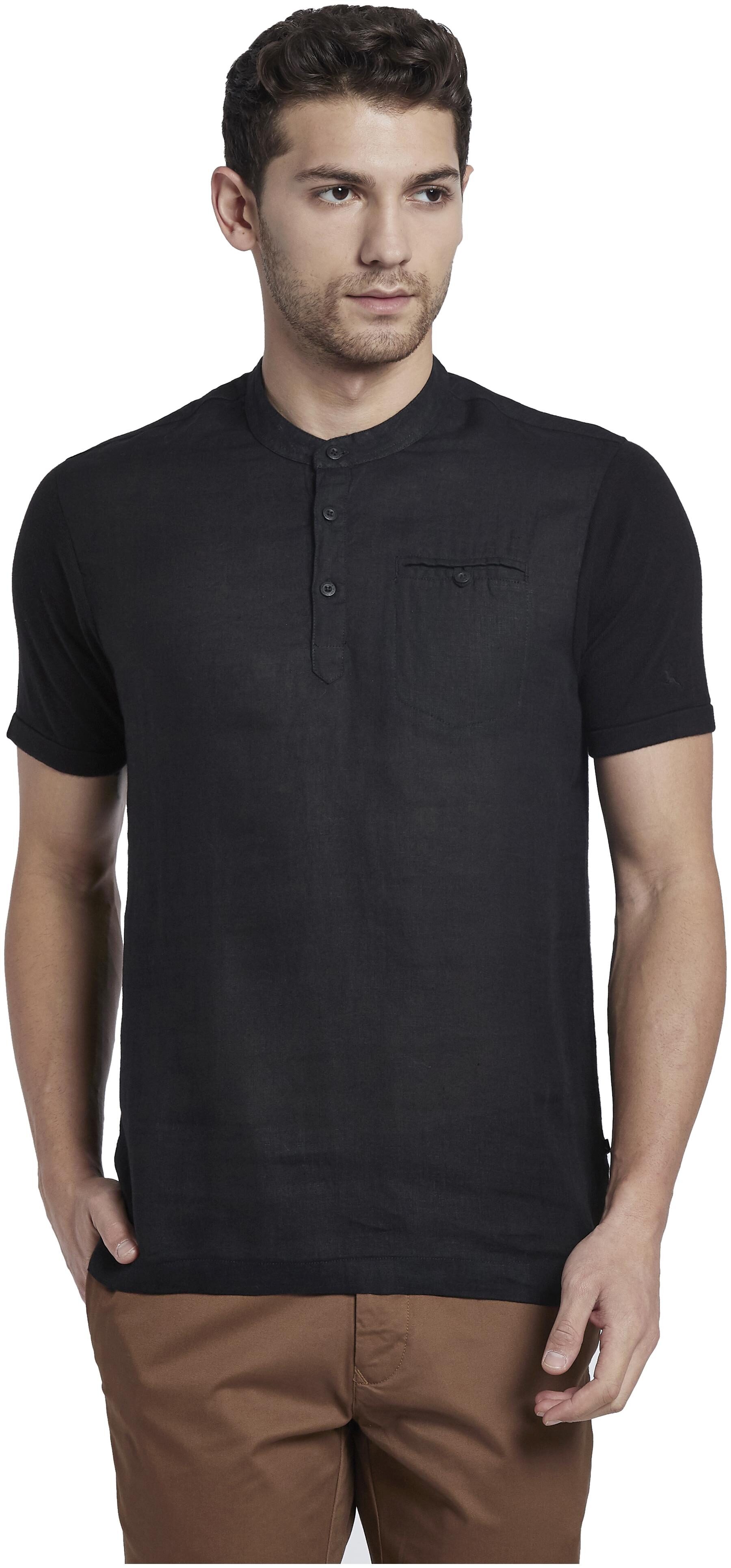 

Parx Men Black Regular fit Cotton Henley neck T-Shirt - Pack Of 1