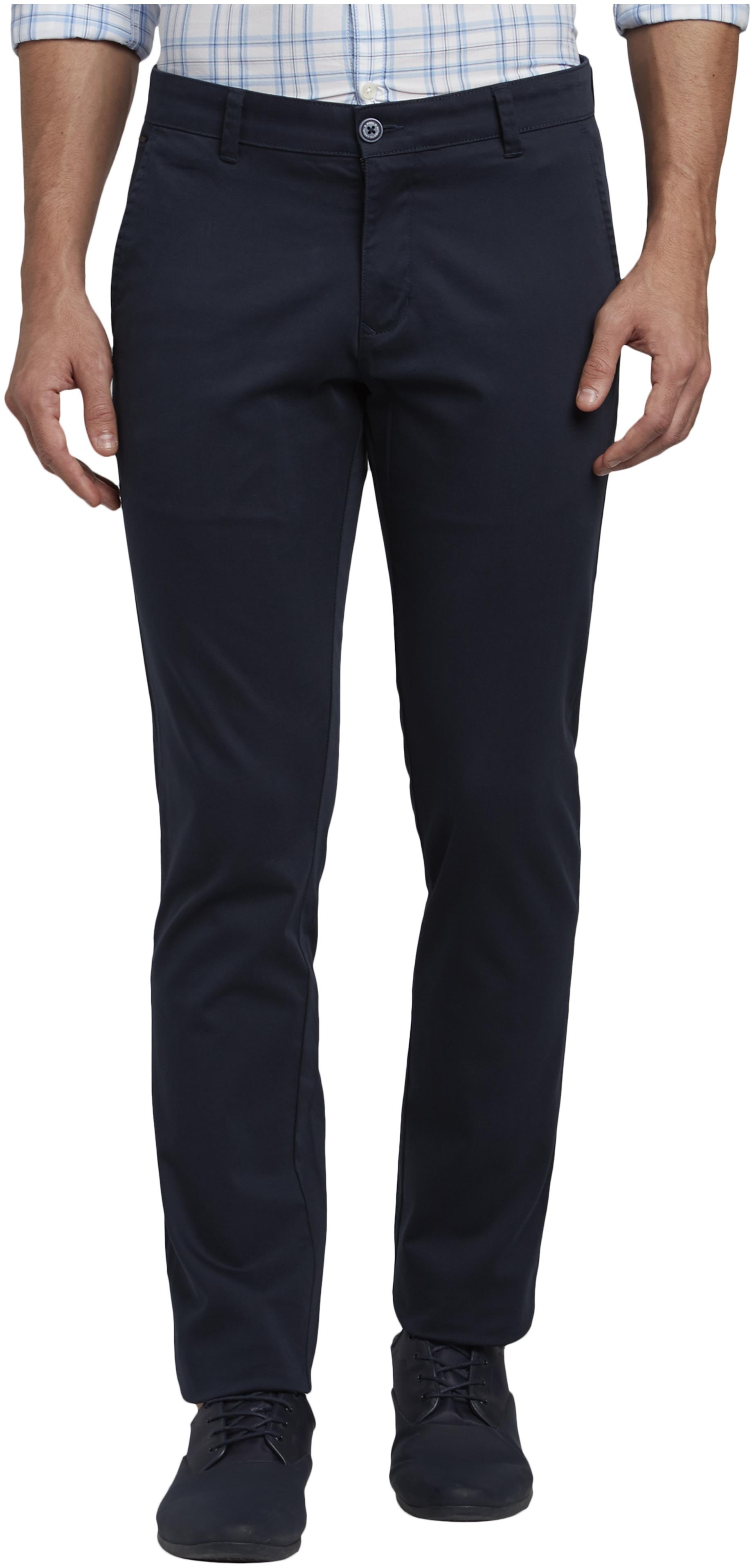 

Parx Men Blue Solid Tapered fit Regular trousers