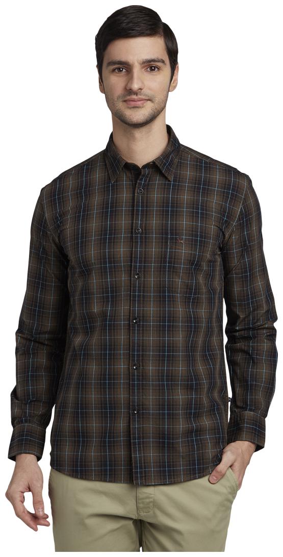 

Parx Men Brown Checked Slim Fit Casual Shirt