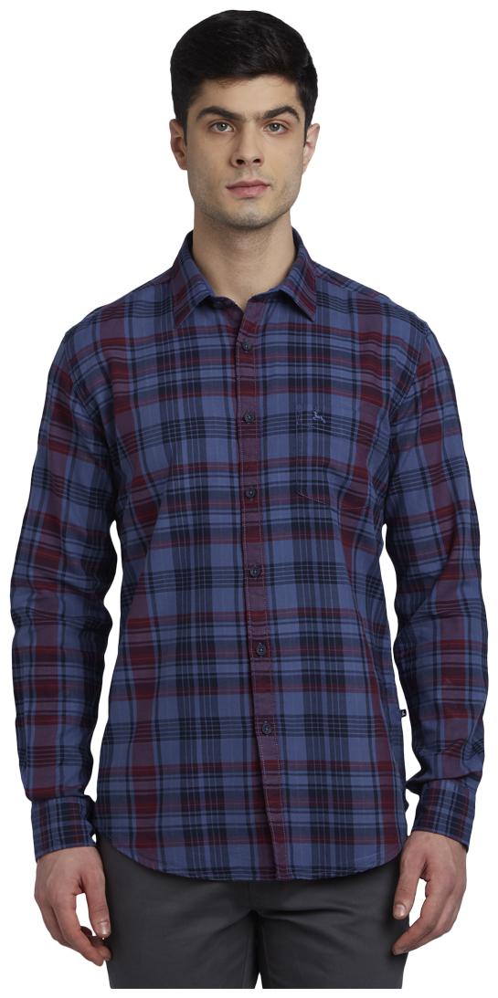 

Parx Men Blue Checked Slim Fit Casual Shirt
