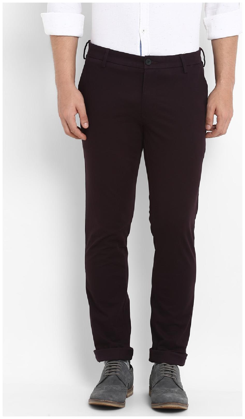 

Parx Men Purple Solid Slim fit Regular trousers