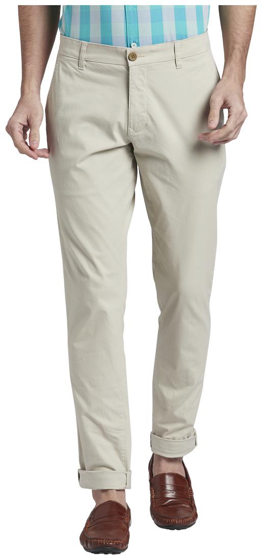 

Parx Men Beige Solid Tapered fit Regular trousers