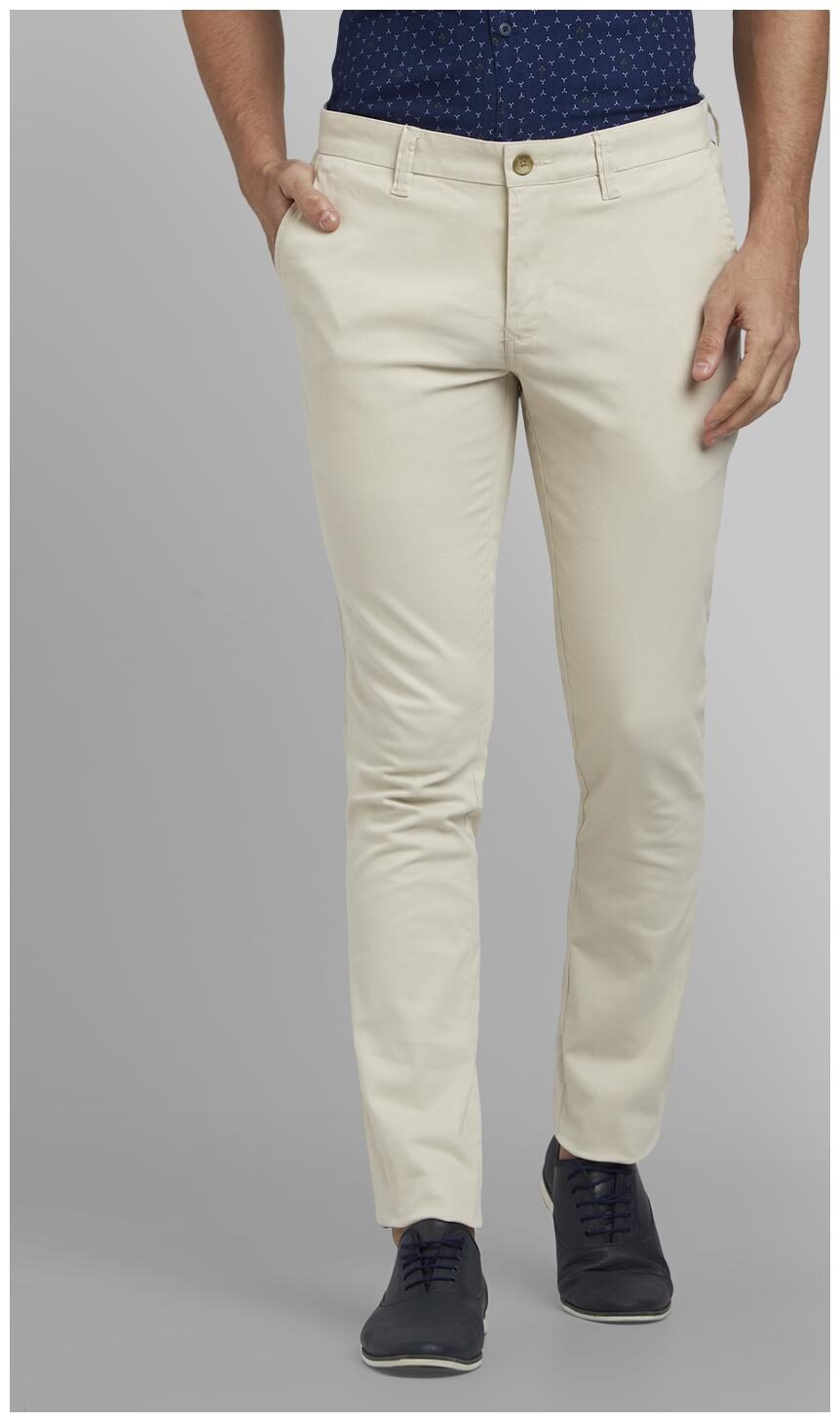 

Parx Men Beige Solid Slim fit Wrinkle free Regular trousers