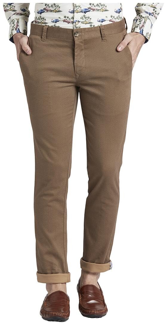 

Parx Men Brown Solid Slim fit Regular trousers