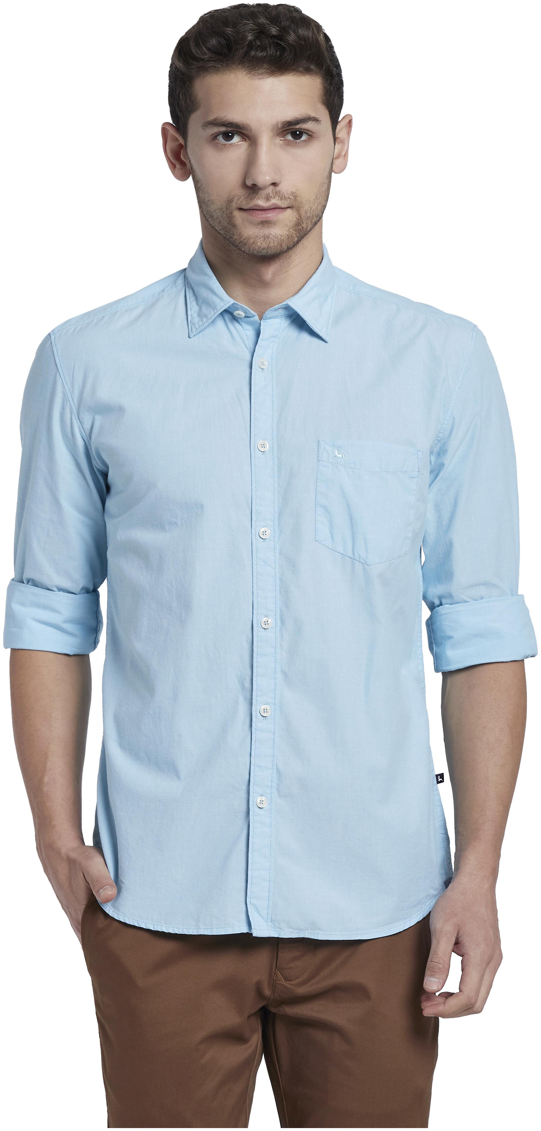 

Parx Men Blue Solid Slim Fit Casual Shirt