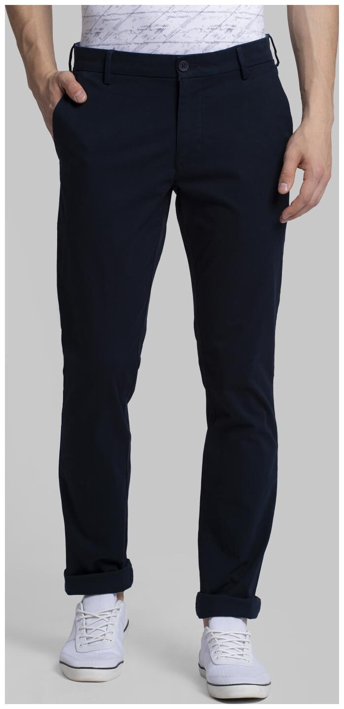 

Parx Men Blue Solid Slim fit Wrinkle free Regular trousers