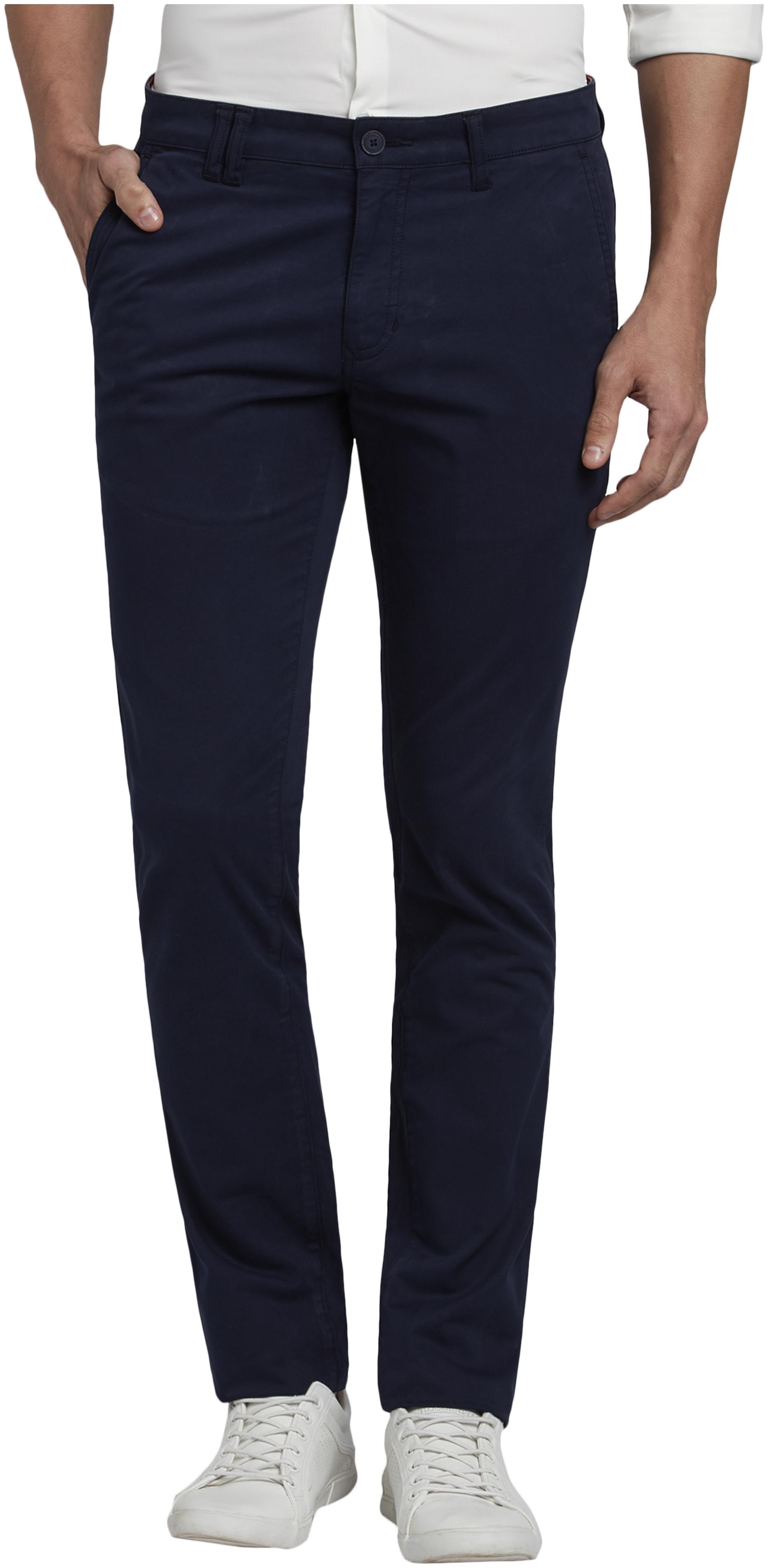 

Parx Men Navy blue Solid Tapered fit Regular trousers