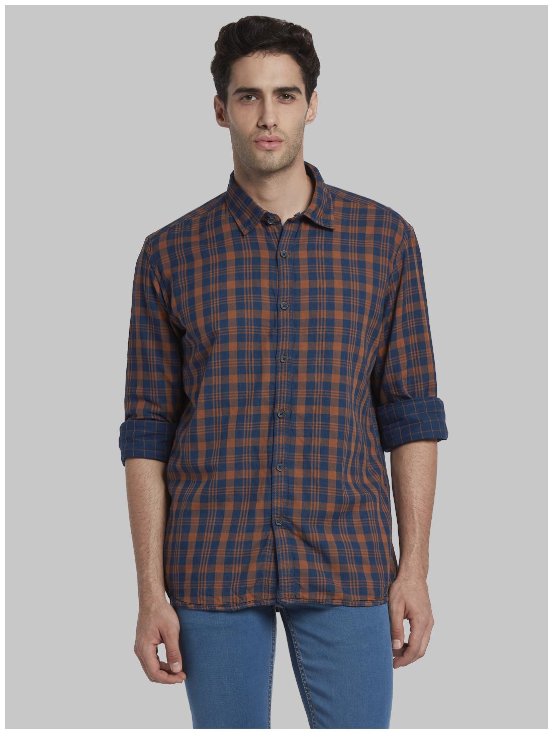 

Parx Men Blue Checked Slim Fit Casual Shirt