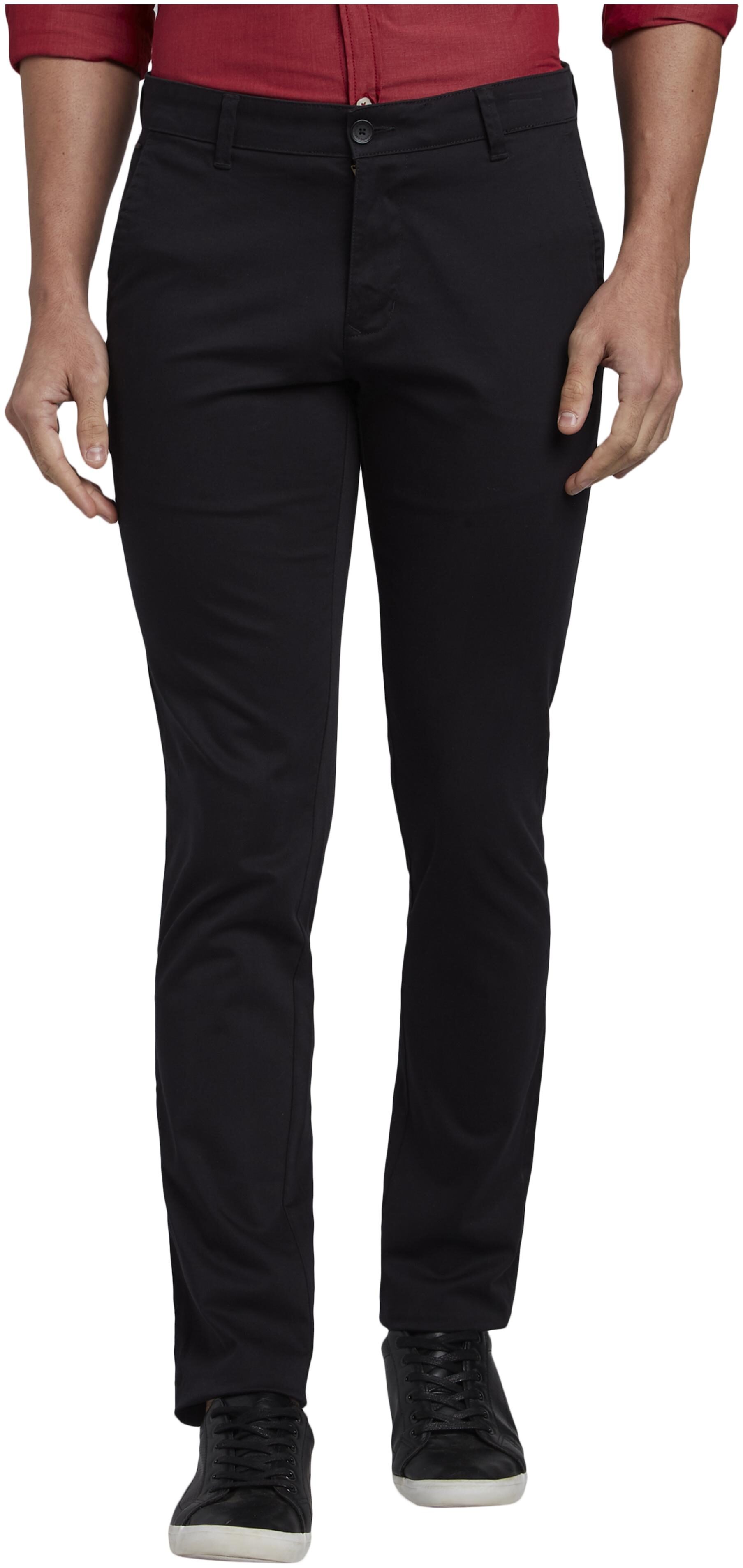 

Parx Men Black Solid Tapered fit Regular trousers